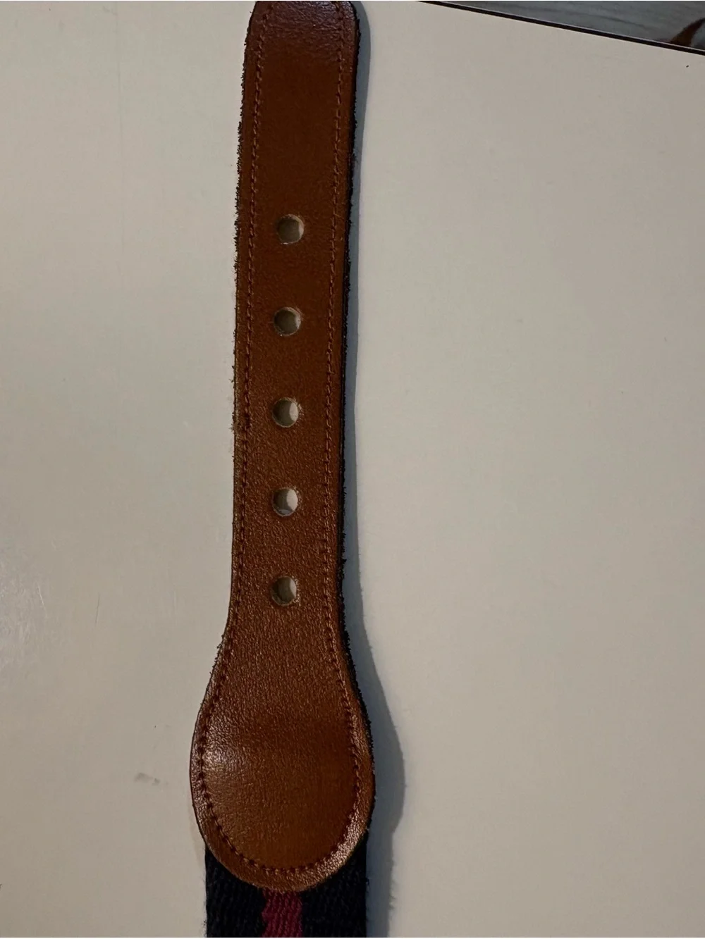 Vintage unisex Lacoste Izod Canvas Strap with Burgundy Center Stripe Belt